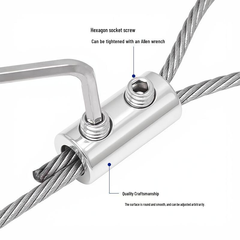 Adjustable Steel Wire Rope Safety Lanyard with Locking Snap Hook for Fall Protection and Sound System Suspension, 1.5-4mm.
