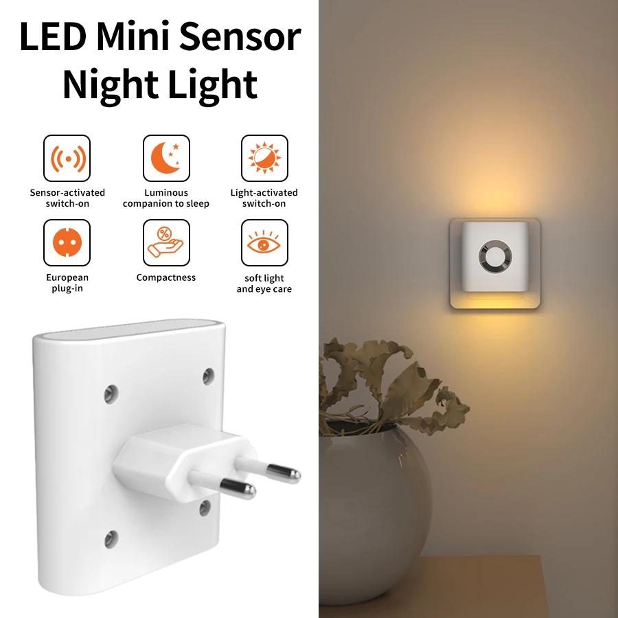 

AC 220V LED Night Light With EU Socket Motion Sensor Wall Lamp Bedside Ambient Light For Bedroom Corridor Bathroom Hallway Stair Warm White