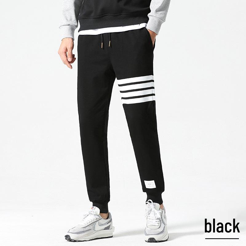Men's Tide Brand Four-Stripe Casual Jogger Sweatpants - Trendy, Versatile Cotton for Spring and Autumn