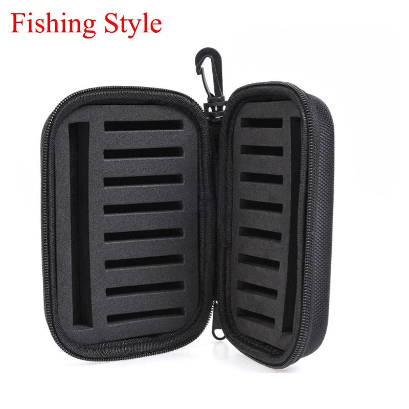 Portabale Fly Fishing Lure Spinner Spoon Bait Black Storage Box Professional 16 Slots Hard EVA Storage Case Container Bag