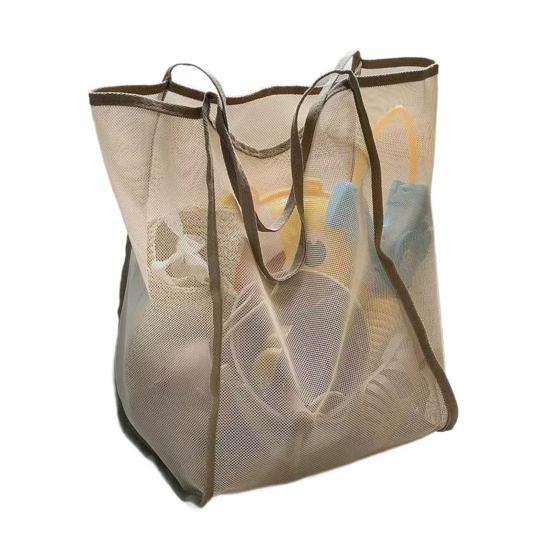 Storage Bag Large Capacity Mesh Tote Breathable Transparent Beach Bag for Swim Gym Shopping Foldable Compact Travel Bag Multipurpose Organizer