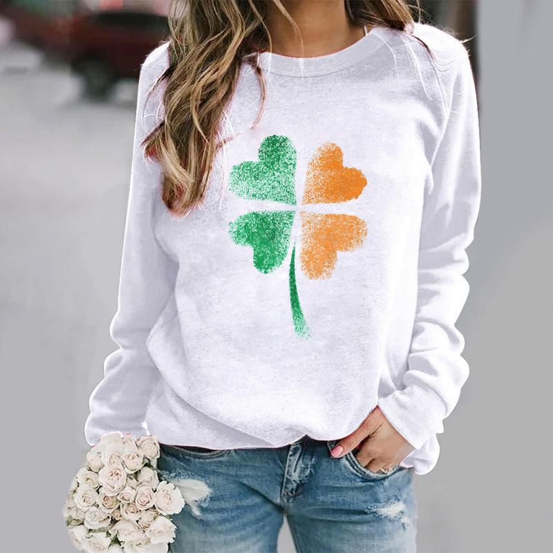 2026 Four-Leaf Clover 3D Print Urban Casual Raglan Pullover