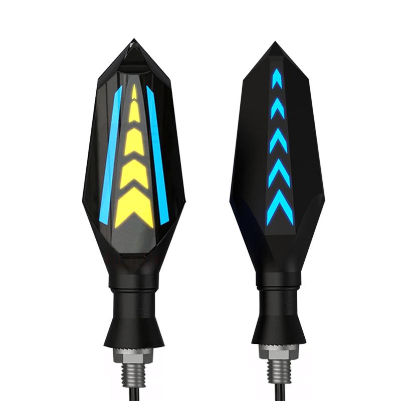 2PCS Motorcycle Flowing Turn Signal Lights Super Bright Double-Sided LED Turn Signal Lamp & Daytime Running Lights 12V for Moto