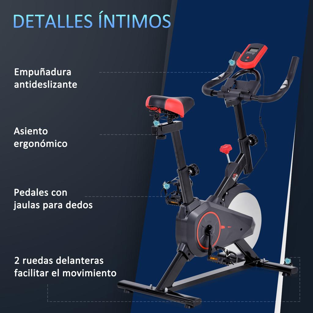 Exercise Bike, Indoor Cycling, LCD, 6 kg Flywheel, 85 x 46 x 114 cm, Black/Red