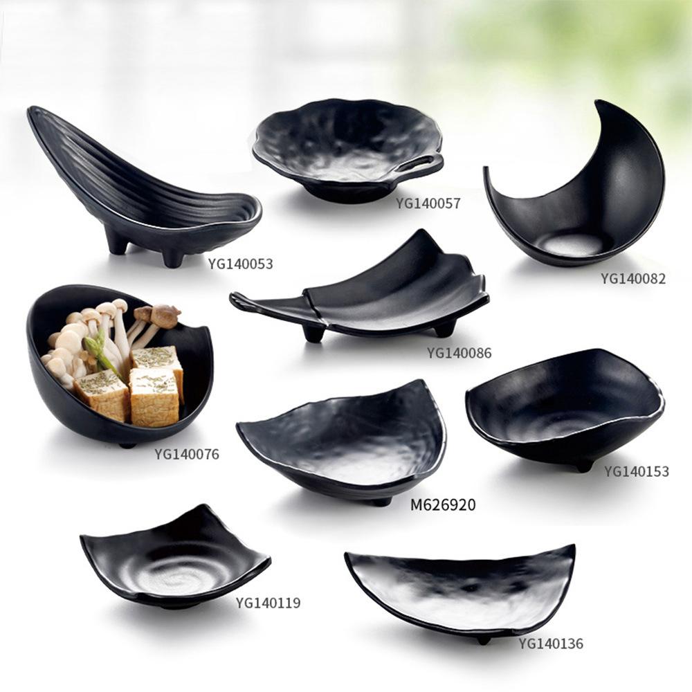 100% Matte Black Melamine Unbreakable Soup Dough Bowl Restaurant Ramen Salad Triangular Bowls 7 Inch