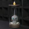 1pc, Ceramic Windproof Waterfall Backflow Led Skull Incense Burner Home Office Tea House Decorate Halloween Skull Decoration