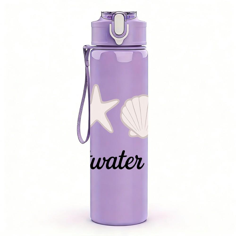 1PC Saltwater Soul Seashell Starfish 750ml Color Plastic Sports Water Bottle Leakproof Flip Straw Lid Suitable for Sports Office Home Use
