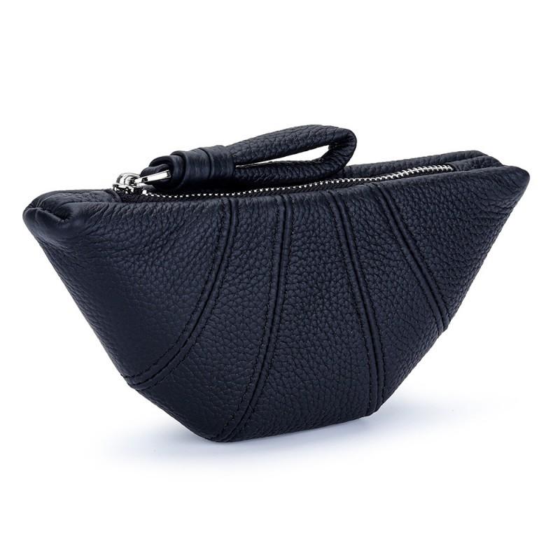 Real Cowhide French Croissant Women High-quality Niche Ins Kosung Bag Hand-held Lipstick Storage Change Purse