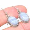 Natural Blue Lace Agate Gemstone 925 Solid Sterling Silver Earring 1.25" V9q57
