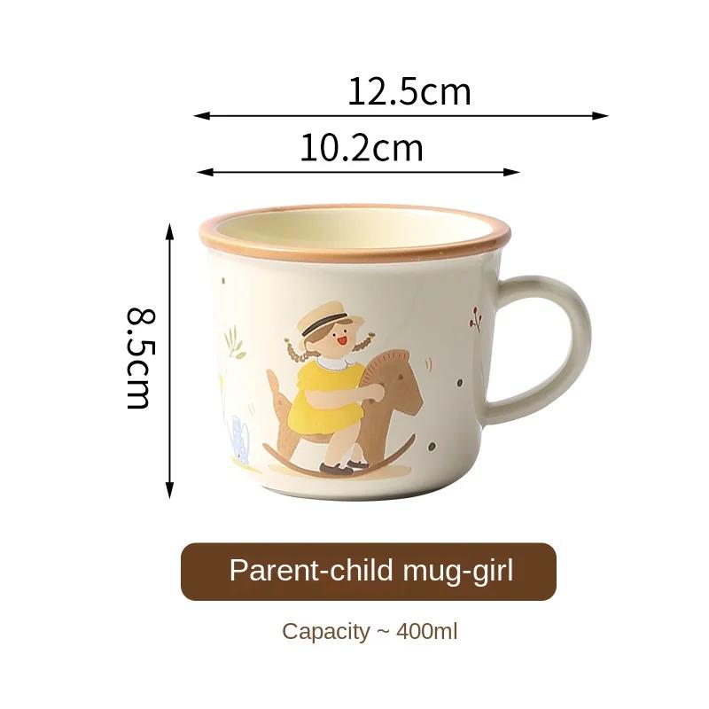 Hrnek keramický podglazurová barva ručně malovaný kreslený rodič-dítě velkoobjemový domácí pitný pár kávový šálek jednoduchý moderní