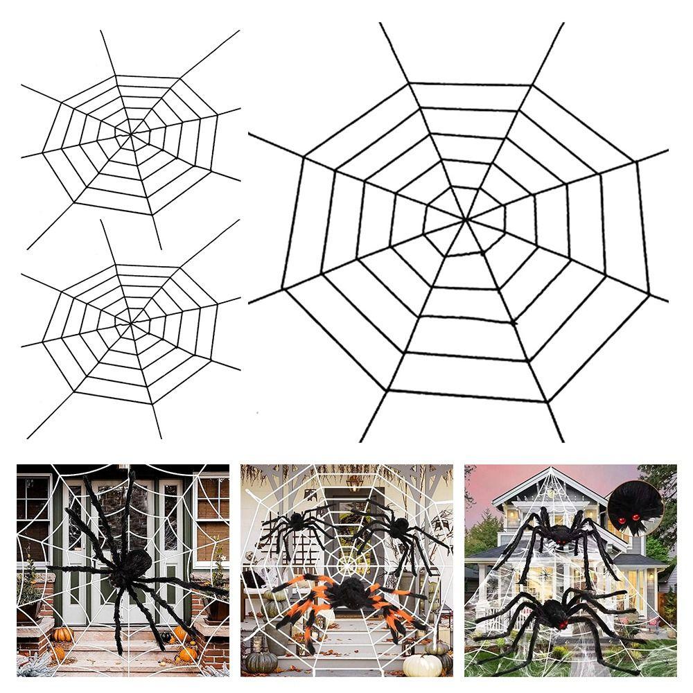 150cm/250cm Riesiges Spinnennetz Schwarz/Weiß Halloween Dekoration Gruseliges Riesenspinnennetz Horror Requisiten Spukhaus