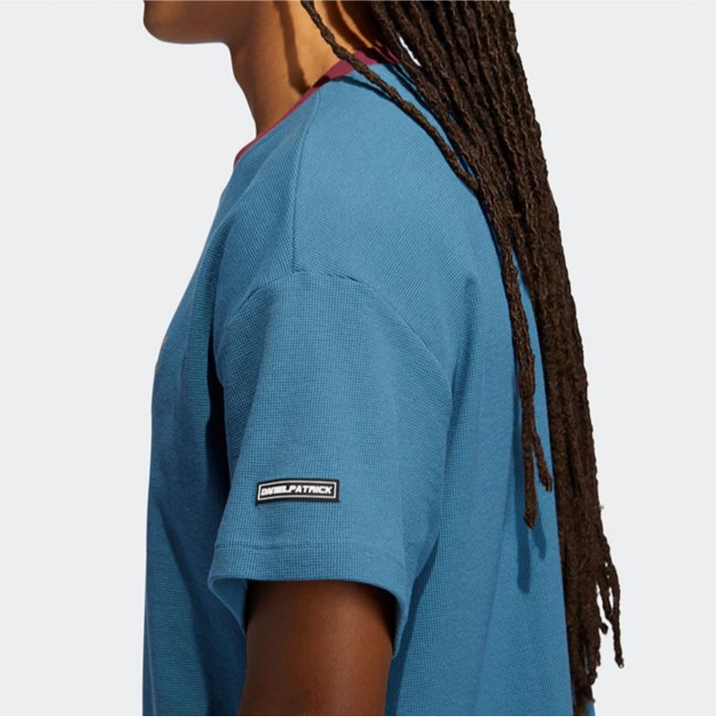 Adidas Casual Round Neck Solid Color Letter Sports Short Sleeve T-Shirt Men Tops Blue H36275