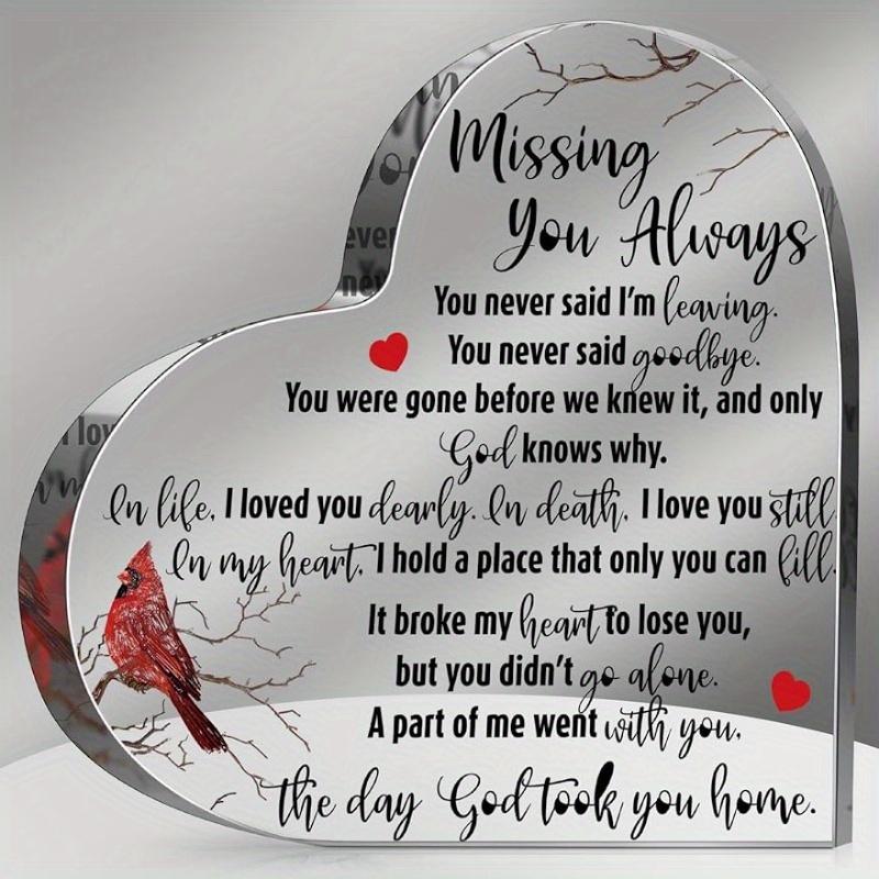 

Red Cardinal Memorial Gift - Crystal Acrylic Condolence Centerpiece for Loss чистый