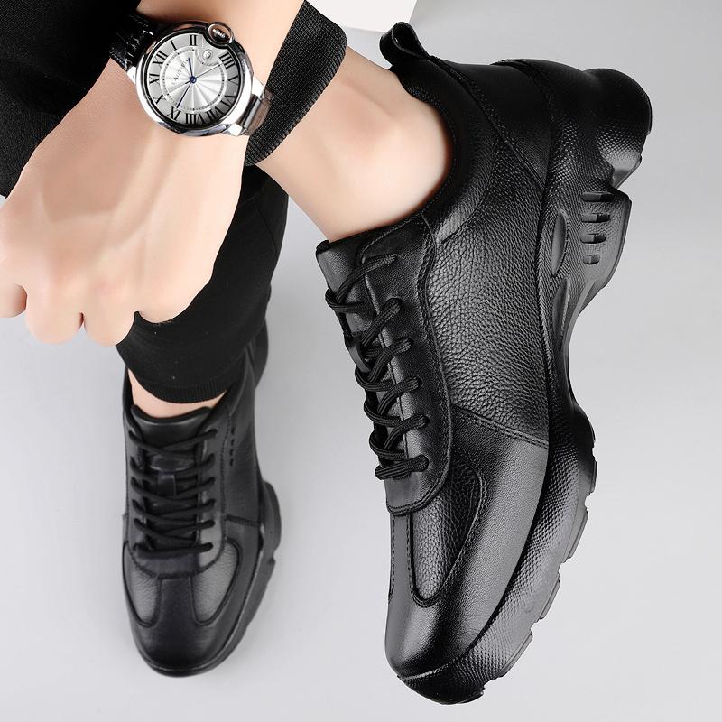 Fashion Men's Genuine Leather Sports Shoes Breathable Walking Sneakers Men Comfortable Outdoor Training Shoes All-match Men Casual Shoes
