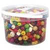 Perles en bois multicolores, 16 - 25 mm ø, boîte 1200 g