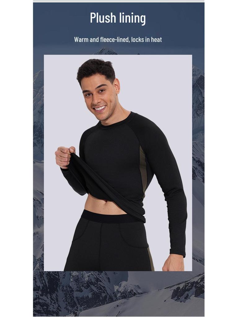 Men's Quick-Dry Fleece-Lined Base Layer for Outdoor Sports, Hiking, Mountaineering, Skiing, and Fitness