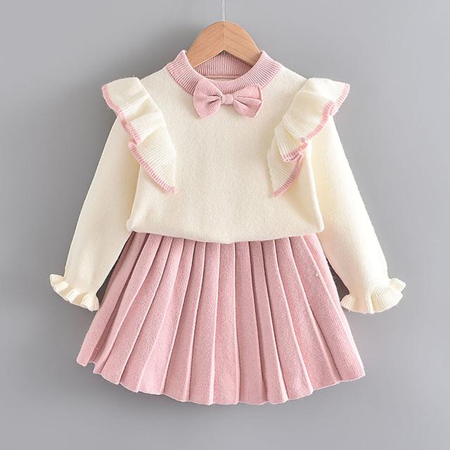 Baby Girls Clothes Set Autumn Winter Cartoon Grape Clothing Set New Kids Knitted Sweet Outfit Children Clothes Suit