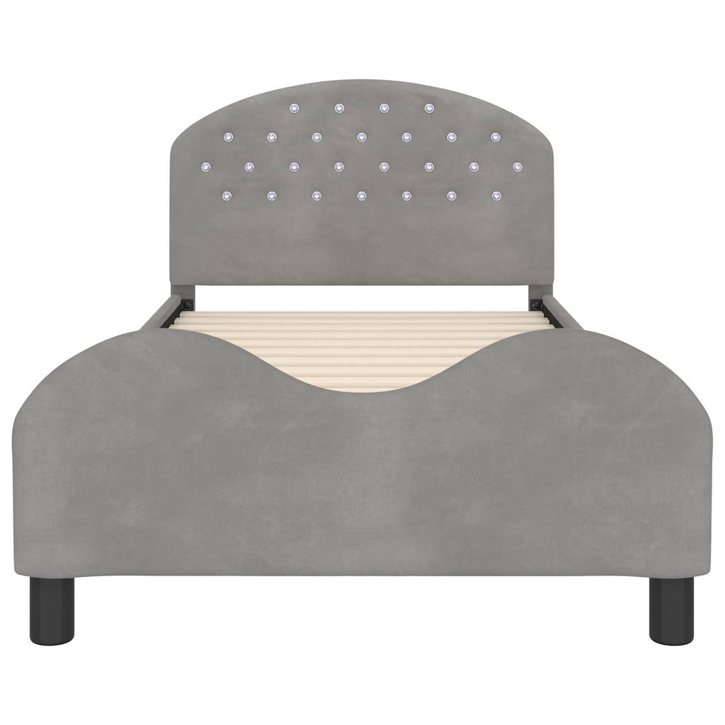 Children s Bed Frame with Headboard Light Grey 80 x 200 cm Velvet