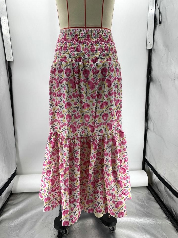 2023 Summer European & American Casual Women's Printed Long Dress with Elastic Waist for Vacations