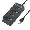 4 in 1 High speed USB3.0 Hub Converter with 4 USB3.0 Expansion Ports Independent Power Switches Support Mouse Keyboard