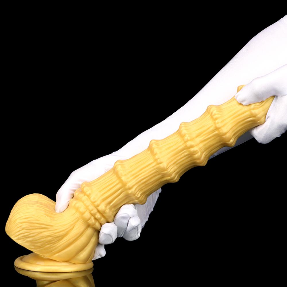 Golden Horse Dildo Silicone Soft Anal Plug Masturbator Strap on Penis Sex Toys Big Dick Realistic Cock Fisting Slave BDSM