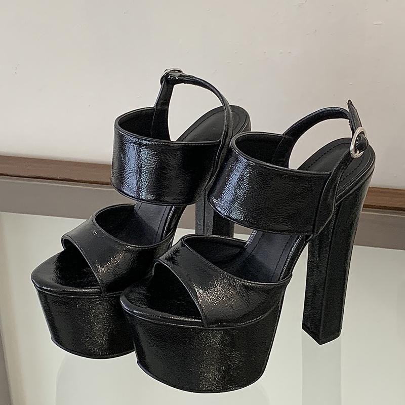 Eilyken Summer Fashion Open Toe Buckle Strap Sandals Women Extreme Platform Square Heels Shoes