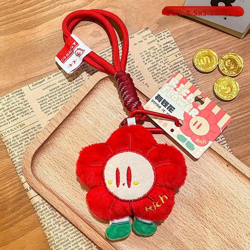 

Plush Flower Keychain With Pp Cotton Filling For Bag Decoration And Gift красный