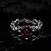 S925 Sterling Silver Natural Topaz Garnet Diopside Amethyst Olive Treasure Ring Women