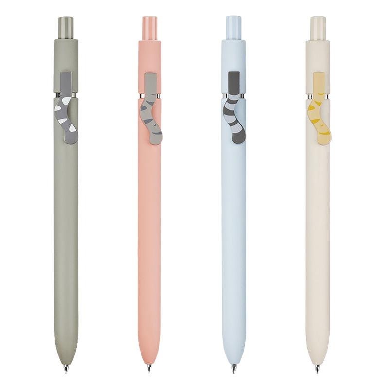 Cute Cartoon Cat Tail Retractable 0 5mm Bullet Tip Black Writing Gel Pen 1pcs random