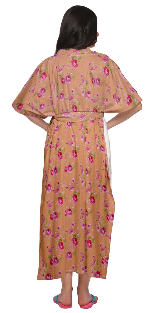 Moomaya Womens Long Maternity Kimono Sleeves Button Down Maxi Dress Kaftan