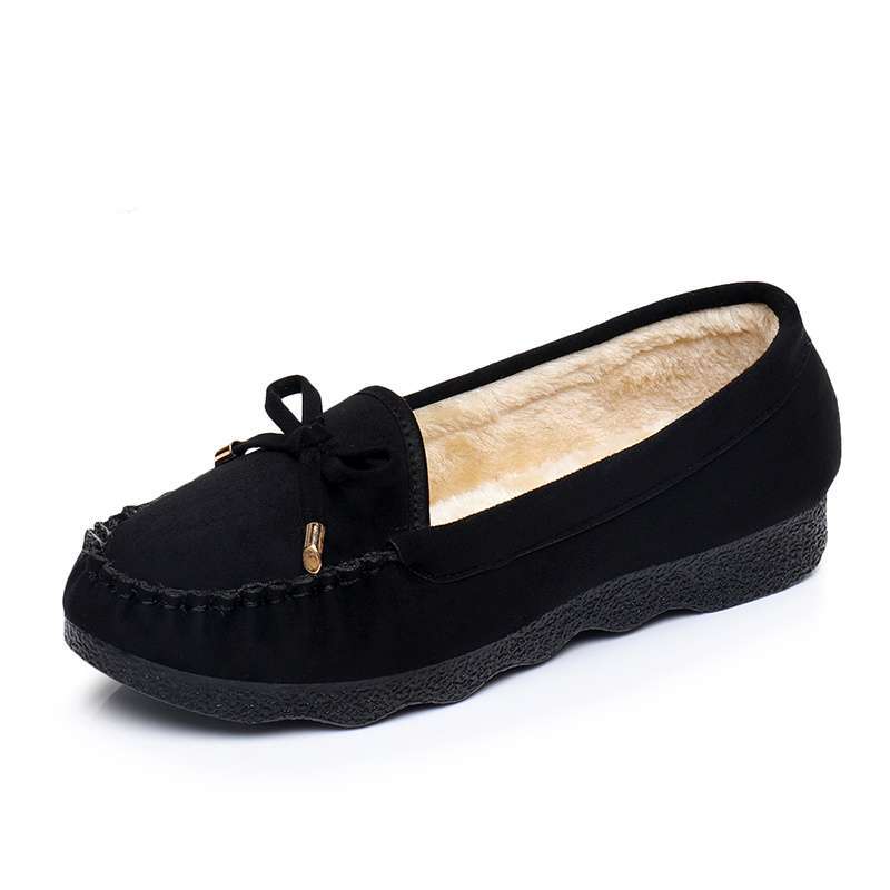 Spring and Summer Old North Cloth Shoes Women's Shoes Doudou Shoes Flat Bow Versatile Single Shoes Black Work Shoes Women's Casual Shoes