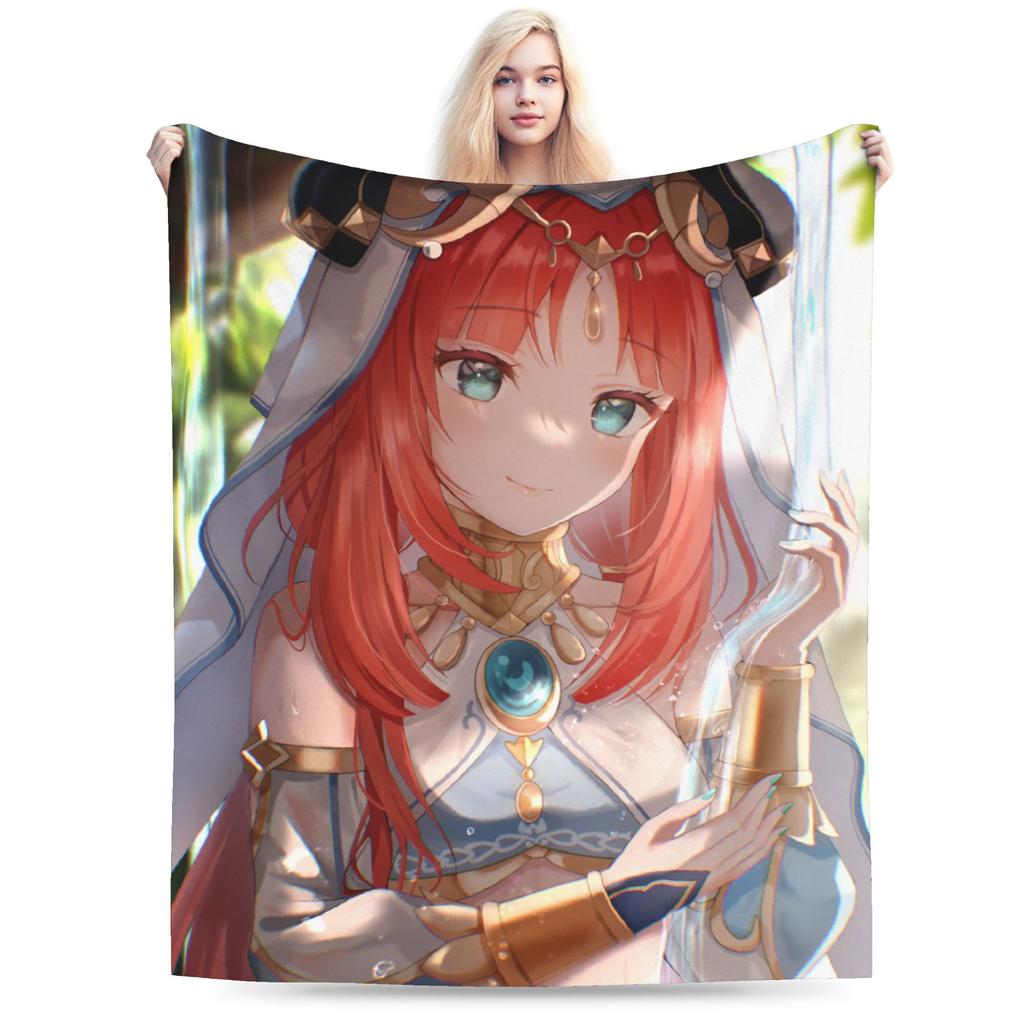 Genshin Impact Venti Blankets Velvet Summer Air Conditioning Barbatos Anime Multi-function Warm Throw Blanket for Bed Car Quilt