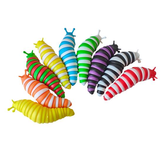Stress Relief Slug Fidget Toy Articulated Stretch Caterpillar Sensory Toy Portable Travel Bendable Colorful Worm Toy Party Favors