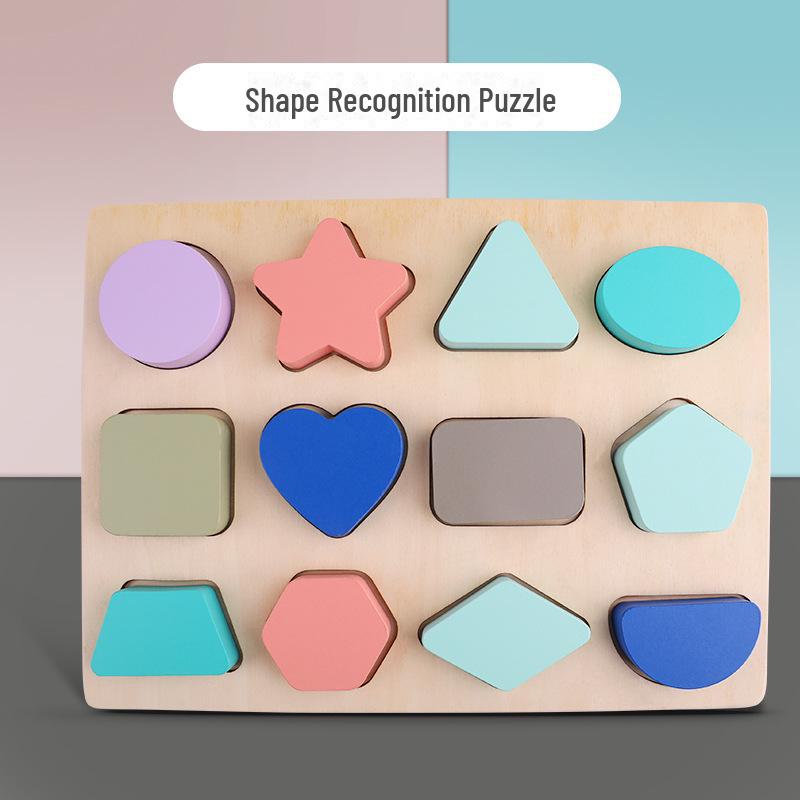 Children's Educational Wooden Jigsaw Puzzle Board for Number and Letter Shape Recognition