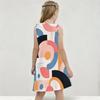 Little Girls Round Neck Sleeveless Geometric Printed A Line Flared Dress