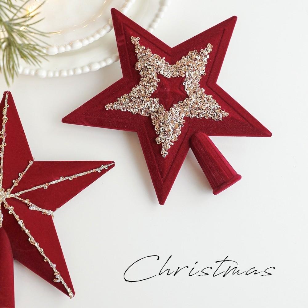 3D Red Glitter Star Christmas Tree Crown Star Christmas Tree Decorations Home Party Decor