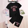 Girls Fashion Suit Summer Children's Casual Printed Round Neck Short Sleeve Suit