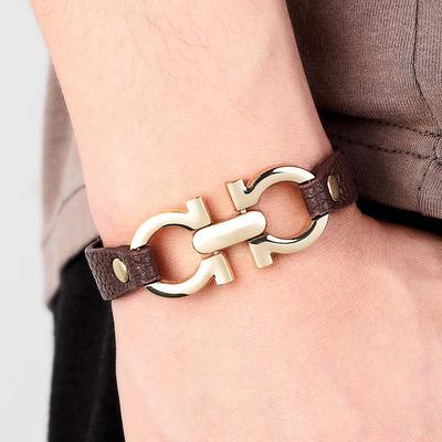 Top Quality Woman And Man Female Design Pu Leather Gold Alloy Geometric Buckle Bracelets For Women Couple Jewelry