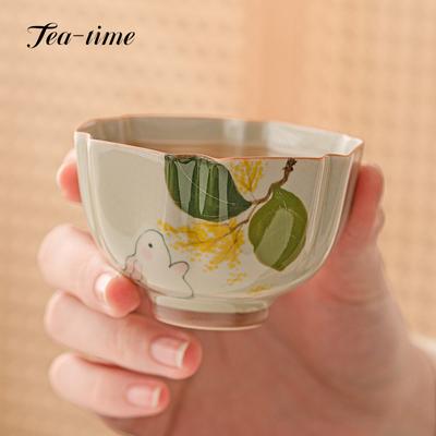 50 ml Pflanzenasche handbemalt süßes Kaninchen Keramik Teetasse Master Einzeltasse Teetassen Haushalt chinesischer Tee KungFu Teeset Teemaschine