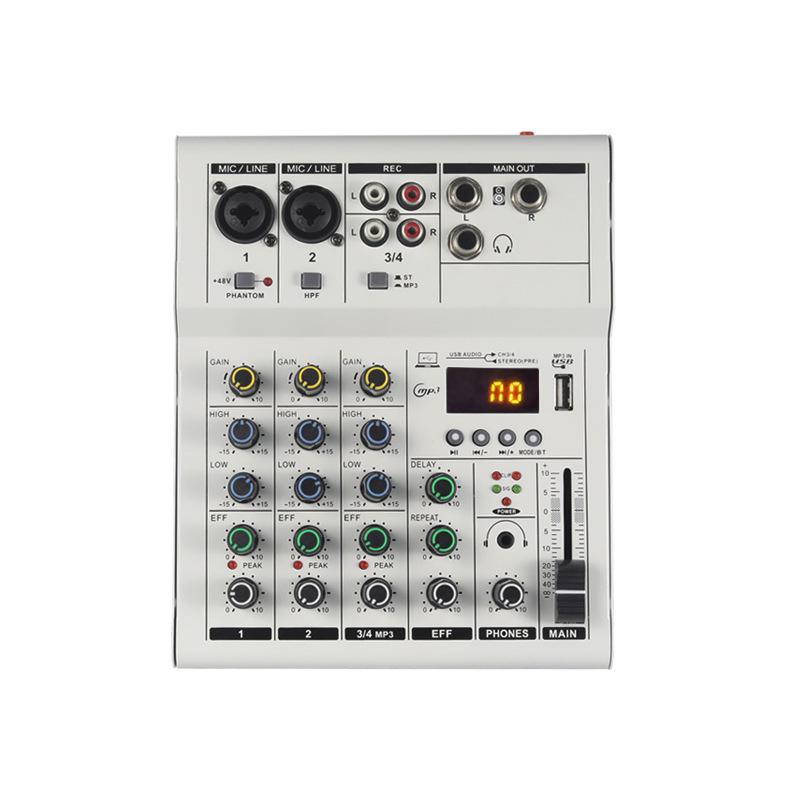 

Профессиональный 4-канальный Bluetooth-микшер с питанием 48 В и реверберацией для домашней записи и выступлений LX02