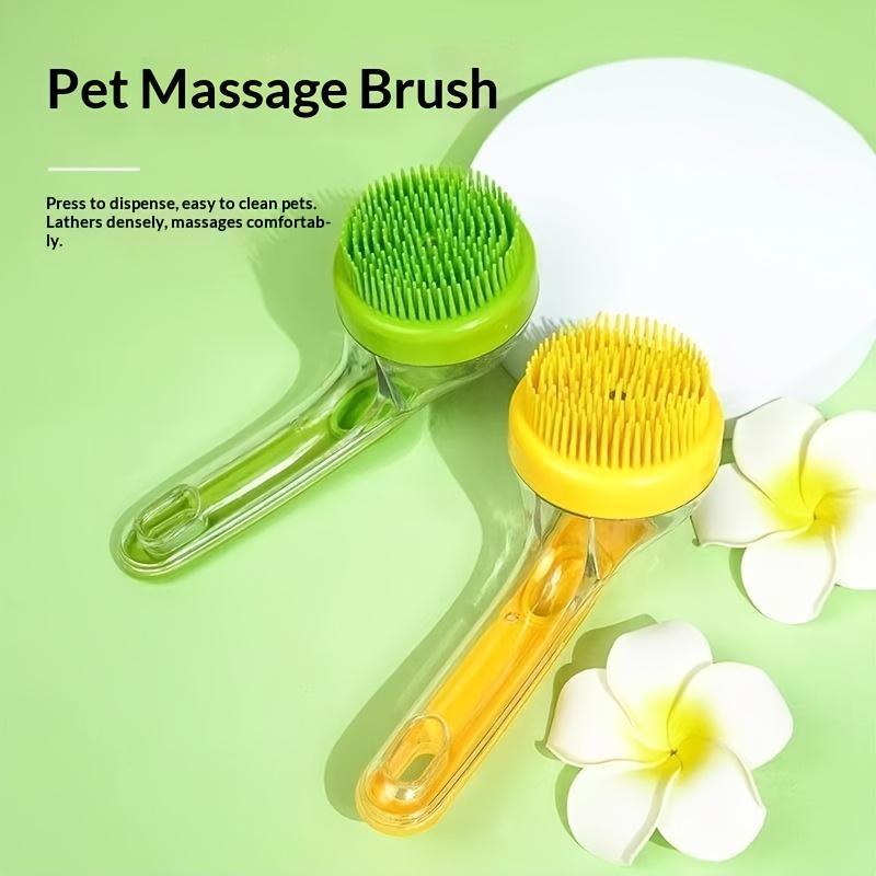 

Pet Bath Brush with Soap Dispenser for Cats and Dogs Massage Grooming 1piece pack жёлтый