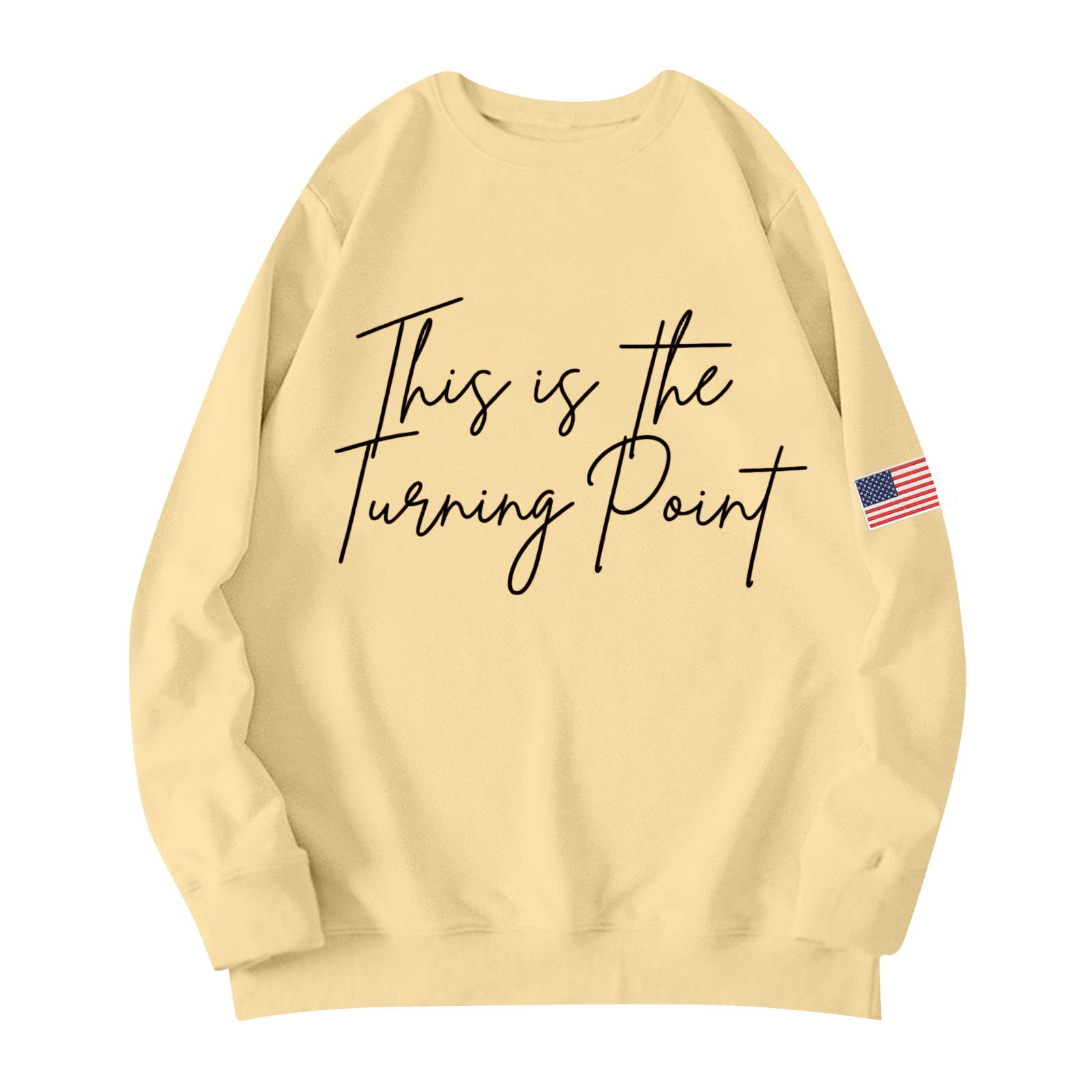 

Unisex Printed Round Neck Long Sleeved Loose Fitting Long Sleeved Casual Long Sleeved Top Hoodie L бежевый