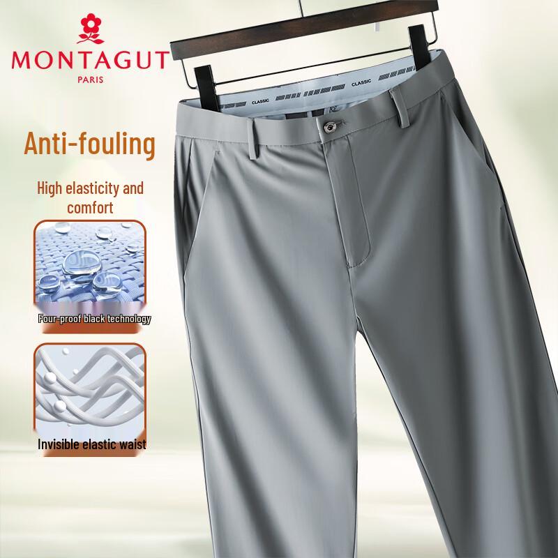 MONTAGUT Herren Unsichtbarer Elastischer Bund High Stretch Freizeit Hose