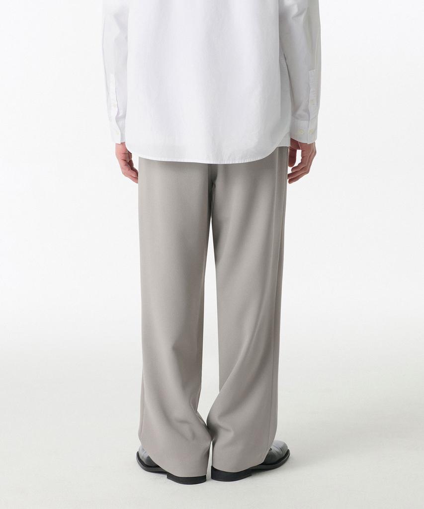 Musinsa Standard Crepe One-Pleat Wide Elastic Pants [Light Warm Grey]