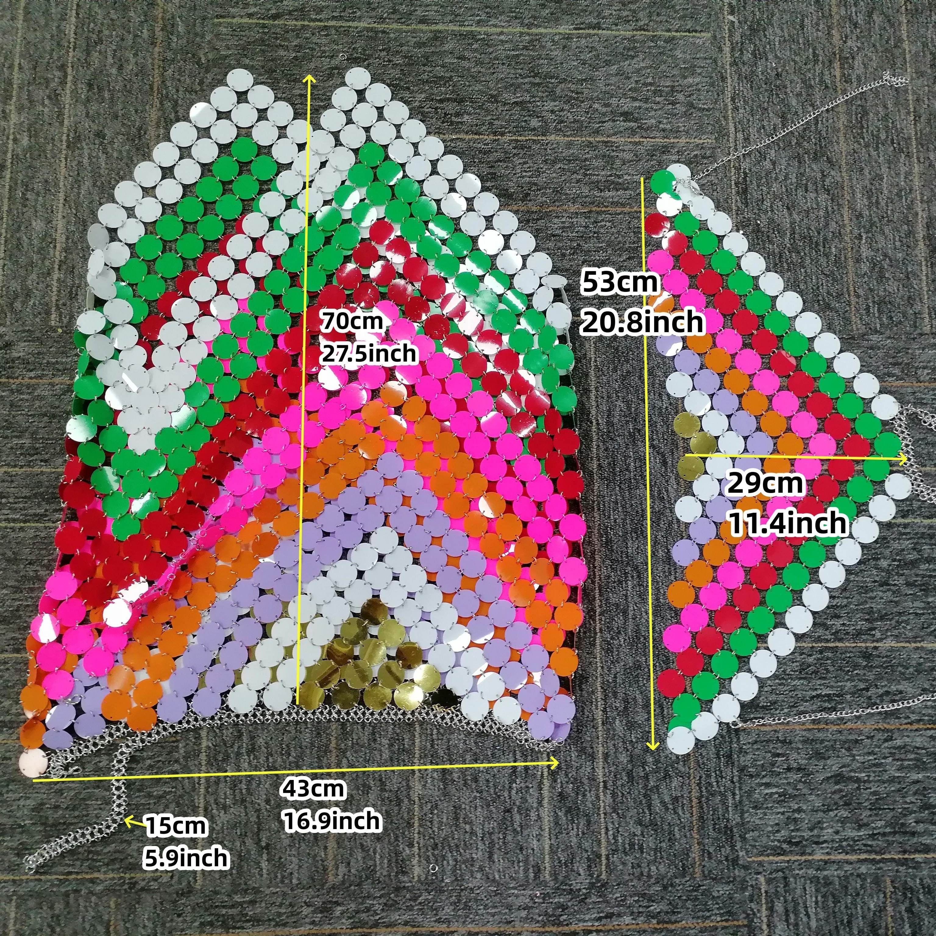 

Преувеличенные сексуальные пайетки, разноцветное ожерелье ручной работы из бисера, бюстгальтер с блестками и юбка, акриловый набор с блестками, аксессуары для одежды с блестками круглой формы для женщин,