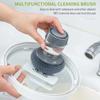 1 Pcs New Multi‑use Kitchen Pot Dish Cleaning Brush Portable Soap Dispenser Sponge Scrubber Household Washing Tool Accessories