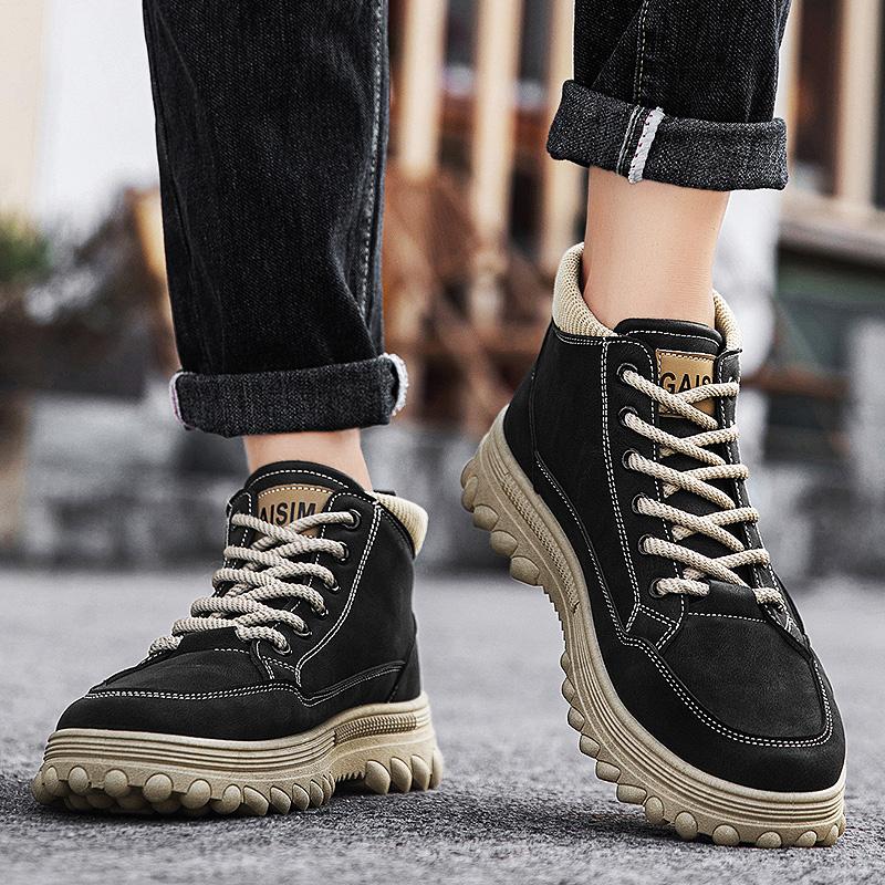 New Fashion Autumn And Winter Men's High Top Martin Boots Students Male Boys Trending Soft Sole Work Shoes Labor Protection Martin Sneakers