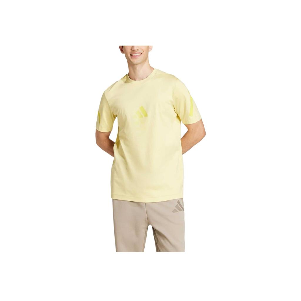 adidas Z.N.E. T-Shirt Powder Yellow Men Streetwear JD5981