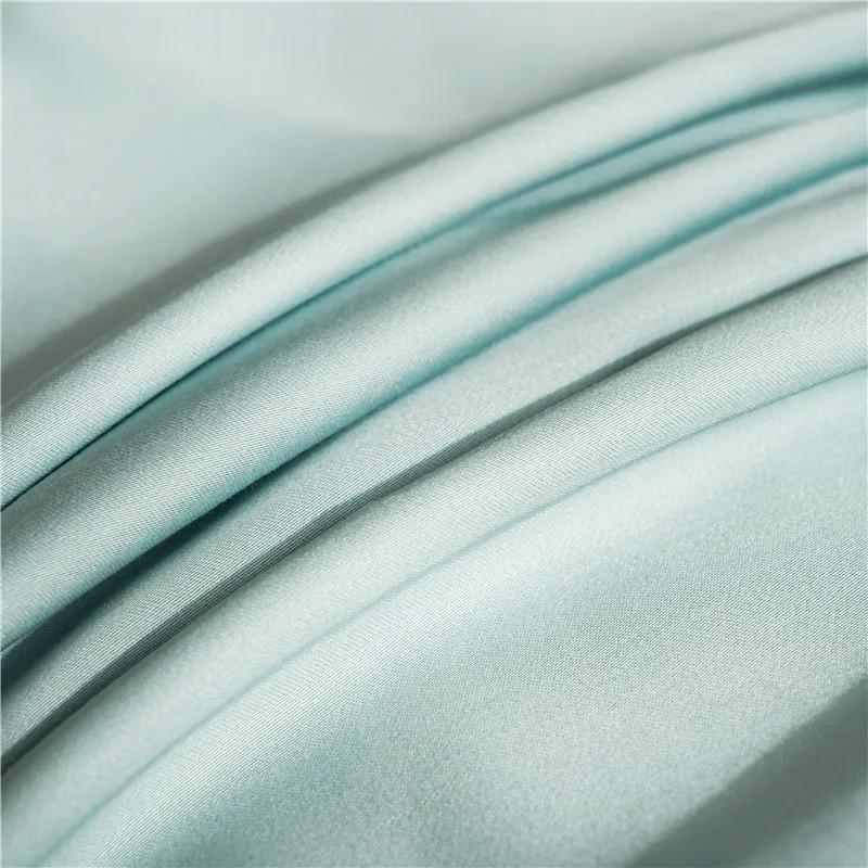Natural Silk Fitted Sheet Luxury Solid Color Mattress Cover Double Queen Size Elastic Band Bed Sheet 160x200 180X200 Fit Sheet