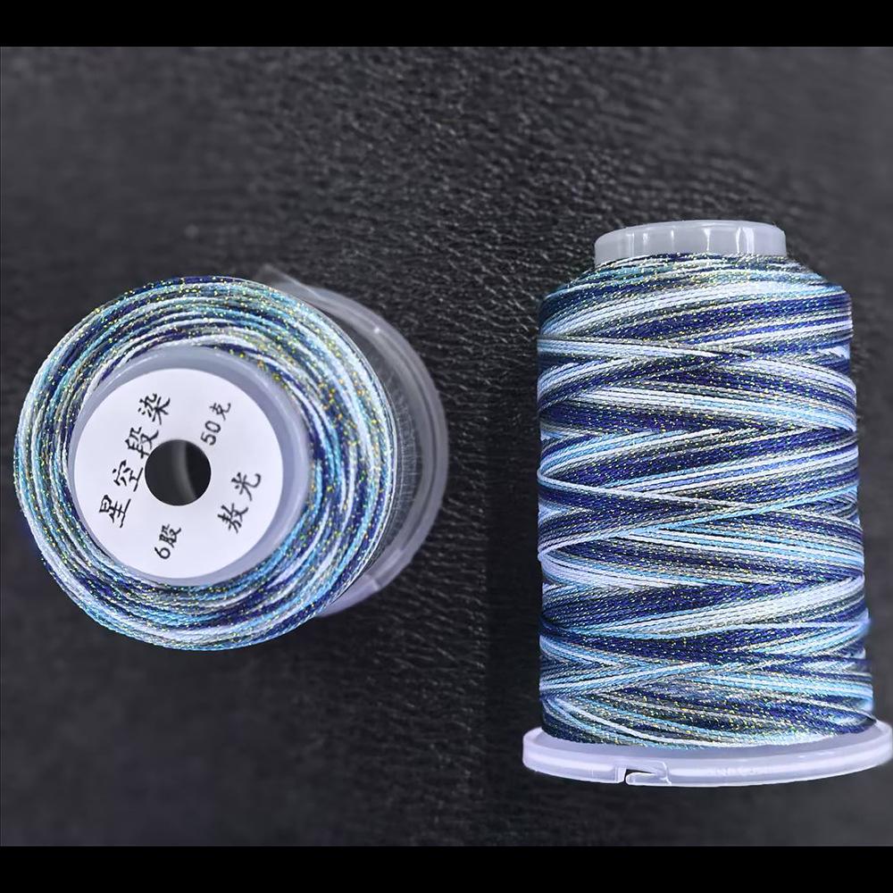 Starry Sky Gradient Yarn: 6-Strand Purple Illusion Tassel for DIY Bracelet & Handmade Weaving Accessories.